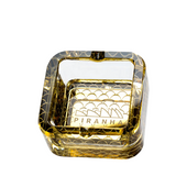2.8" Piranha Scales Cube Glass Ashtray (Gold)