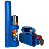 The Clinger - Blue Stage 2 Lighter Sleeve w/Dual Pre-Roll Storage