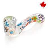 Cheech & Chong - 4.5" Clear Power to the Flower Sherlock Glass Pipe