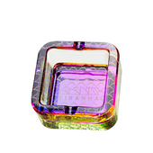 2.8" Piranha Scales Cube Glass Ashtray (Rainbow)