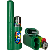 The Clinger - Green Stage 2 Lighter Sleeve w/Dual Pre-Roll Storage