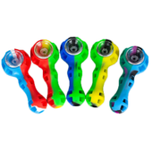 Silicone Hand Pipe with Glass Bowl & Dab Tool